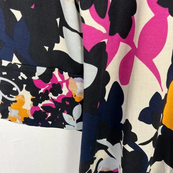 Diane Von Furstenberg 3/4 Sleeve Floral Silk Boatneck Shift Dress Size 10 D1365 - Picture 4 of 12